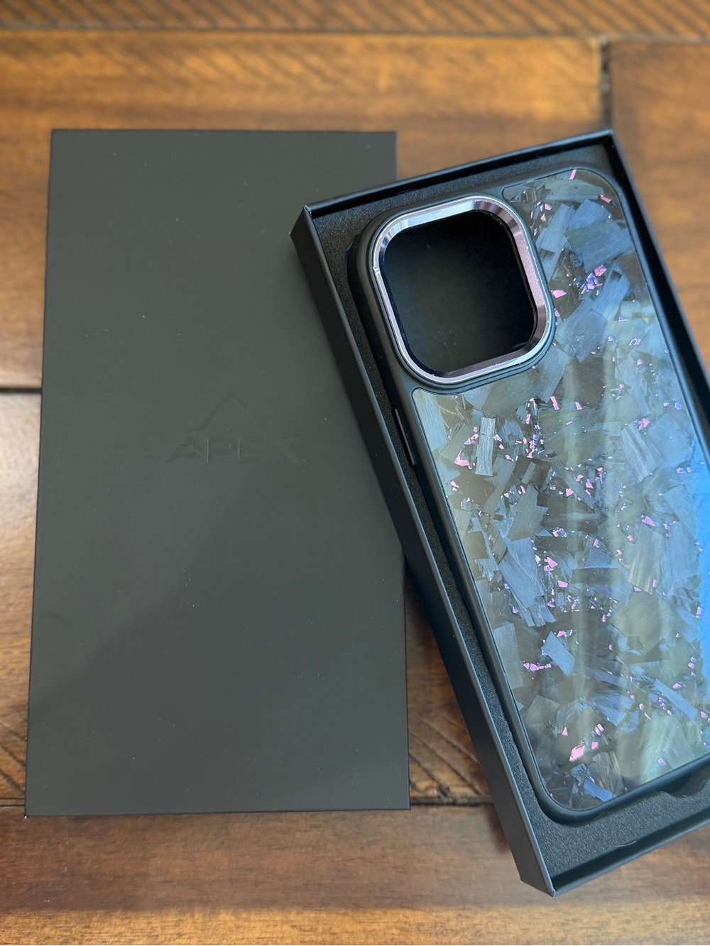 Carbon Fiber Apex Black Iridescent Flake Phone Case with Purple Shimmer